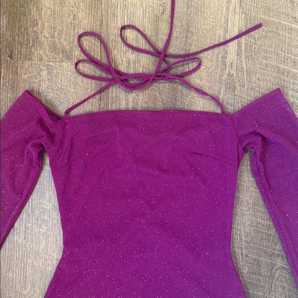 Levya’s Women’s Teens Sparkly Square Neck Mini Dress Long Sleeve Lined Size S - Picture 4 of 10